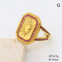 GER001372bhia-066  Czech Stones,Handmade Polished  Stainless Steel Ring  BC25040049R