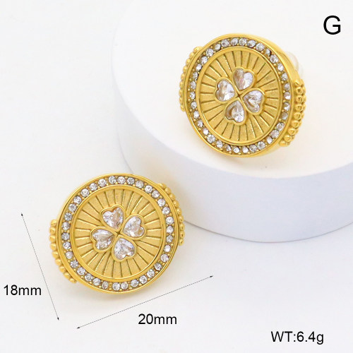 GEE002574bhva-066  316 Pin Czech Stones & Zircon,Handmade Polished  Stainless Steel Earrings  BC25030055E-2