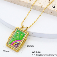 GEN002017bhia-066  Czech Stones & Enamel,Handmade Polished  Stainless Steel Necklace  BC25030039N