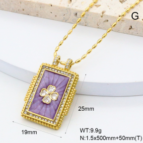 GEN002026bhia-066  Czech Stones & Enamel,Handmade Polished  Stainless Steel Necklace  BC25030034N