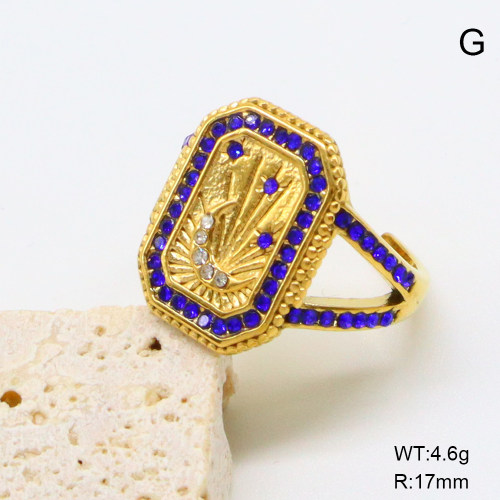 GER001376bhia-066  Czech Stones,Handmade Polished  Stainless Steel Ring  BC25040051R