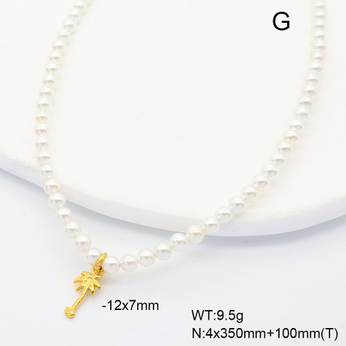 6N3001805bika-908  18K PVD,Shell Beads  Stainless Steel Necklace  nostock