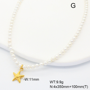 6N3001806bika-908  18K PVD,Shell Beads  Stainless Steel Necklace