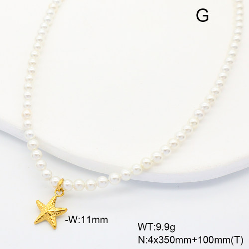 6N3001806bika-908  18K PVD,Shell Beads  Stainless Steel Necklace  nostock