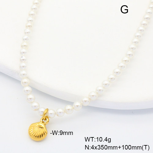 6N3001807bika-908  18K PVD,Shell Beads  Stainless Steel Necklace  nostock