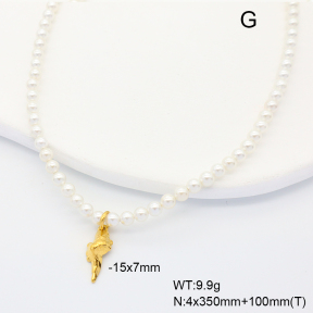 6N3001808bika-908  18K PVD,Shell Beads  Stainless Steel Necklace