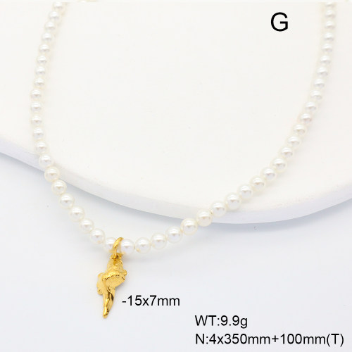 6N3001808bika-908  18K PVD,Shell Beads  Stainless Steel Necklace  nostock