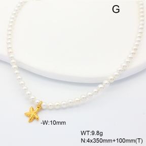 6N3001809bika-908  18K PVD,Shell Beads  Stainless Steel Necklace