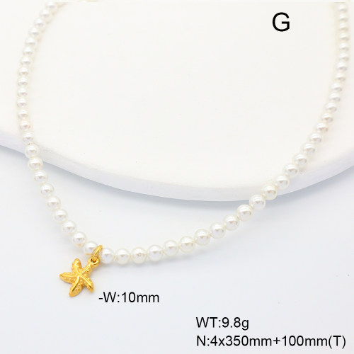 6N3001809bika-908  18K PVD,Shell Beads  Stainless Steel Necklace  nostock