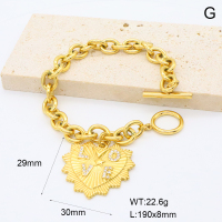 GEB000795bhia-066  18K PVD Czech Stones,Handmade Polished  Stainless Steel Bracelet  BC24070645B  nostock