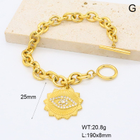 GEB000796bhia-066  18K PVD Czech Stones,Handmade Polished  Stainless Steel Bracelet  BC24070644B  nostock