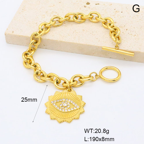 GEB000796bhia-066  18K PVD Czech Stones,Handmade Polished  Stainless Steel Bracelet  BC24070644B  nostock