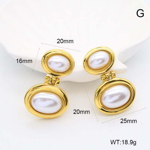 GEE002516vhkb-066  Resin Imitation Pearls,Handmade Polished  Stainless Steel Earrings
