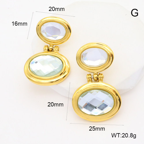 GEE002525vhkb-066  Glass,Handmade Polished  Stainless Steel Earrings