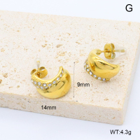 GEE002597bhia-066  316 Pin 18K PVD Czech Stones,Handmade Polished  Stainless Steel Earrings  BC24120414E-WT