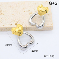 GEE002608ahjb-066  316 Pin 18K PVD ,Handmade Polished  Stainless Steel Earrings  BC25010030E-PS