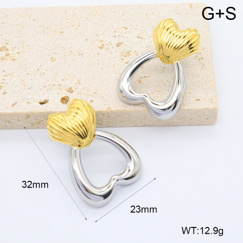 GEE002608ahjb-066  316 Pin 18K PVD ,Handmade Polished  Stainless Steel Earrings  BC25010030E-PS