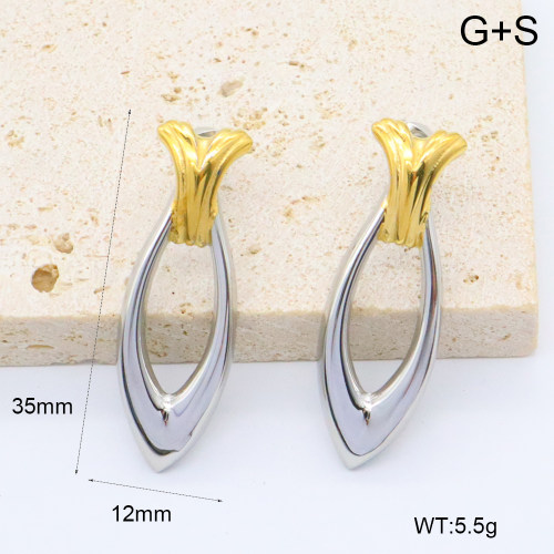 GEE002609ahjb-066  316 Pin 18K PVD ,Handmade Polished  Stainless Steel Earrings  BC24120475E-PS
