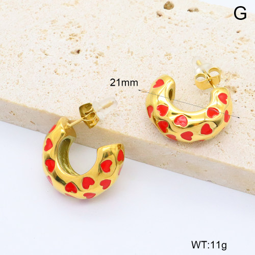 GEE002615bhia-066  316 Pin 18K PVD Enamel,Handmade Polished  Stainless Steel Earrings  BC24040215E-RD  nostock