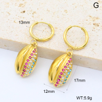 GEE002616bhia-066  316 Pin 18K PVD Czech Stones,Handmade Polished  Stainless Steel Earrings  BC24120472E-CR