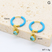GEE002624bhia-066  316 Pin 18K PVD Enamel & Zircon,Handmade Polished  Stainless Steel Earrings  BC25060136E-BE