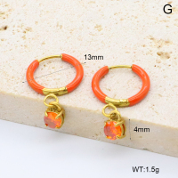 GEE002626bhia-066  316 Pin 18K PVD Enamel & Zircon,Handmade Polished  Stainless Steel Earrings  BC25060136E-OE