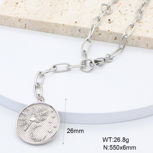 GEN002029bhia-066  Czech Stones,Handmade Polished  Stainless Steel Necklace  BC24110330N-2-S  nostock