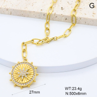GEN002030vhkb-066  18K PVD Czech Stones,Handmade Polished  Stainless Steel Necklace  BC24110337N-2  nostock