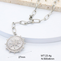 GEN002031bhia-066  Czech Stones,Handmade Polished  Stainless Steel Necklace  BC24110337N-2-S  nostock