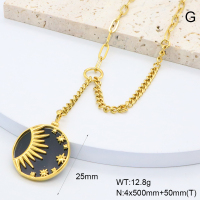 GEN002032vhkb-066  18K PVD Acrylic,Handmade Polished  Stainless Steel Necklace  BC24110693N-BK  nostock