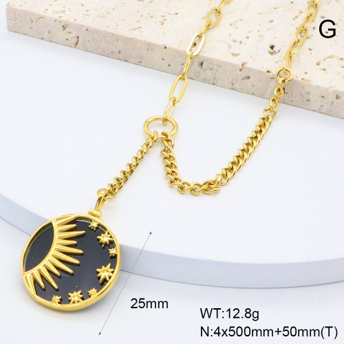 GEN002032vhkb-066  18K PVD Acrylic,Handmade Polished  Stainless Steel Necklace  BC24110693N-BK  nostock