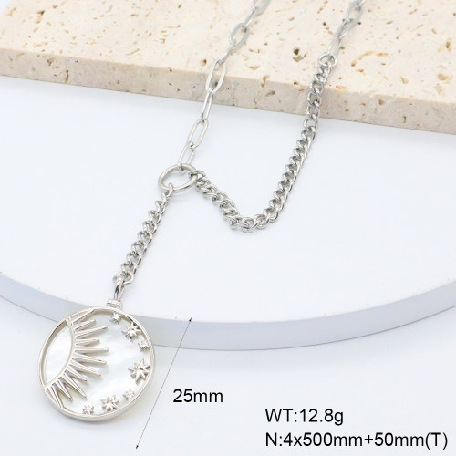 GEN002033bhia-066  Shell,Handmade Polished  Stainless Steel Necklace  BC24110693N-WE-S  nostock