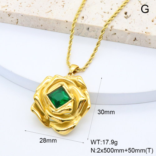 GEN002035bhia-066  18K PVD Zircon,Handmade Polished  Stainless Steel Necklace  BC25010024N-GN  nostock