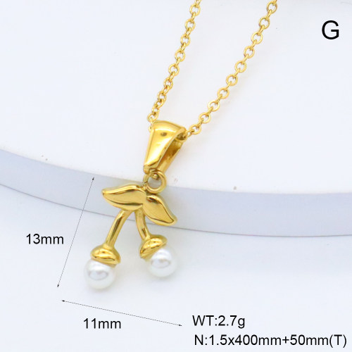 GEN002043bbov-066  18K PVD Plastic Imitation Pearls,Handmade Polished  Stainless Steel Necklace  BC25060135N-P  nostock
