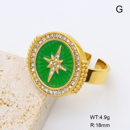 GER001353bhva-066  Czech Stones & Enamel,Handmade Polished  Stainless Steel Ring  BC25030061R-2
