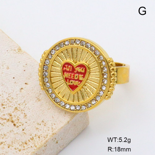 GER001356bhva-066  Czech Stones & Enamel,Handmade Polished  Stainless Steel Ring  BC25030054R