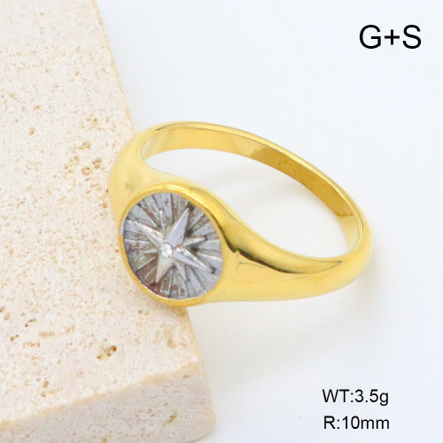 GER001386vhha-066  18K PVD Czech Stones,Handmade Polished  6-8#  Stainless Steel Ring  BC24040726R-PS  nostock