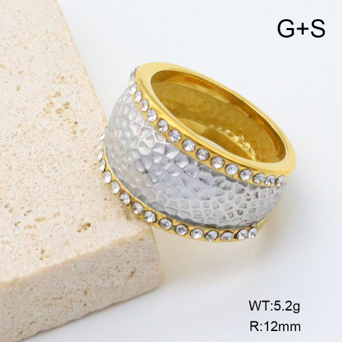 GER001389ahjb-066  18K PVD Czech Stones,Handmade Polished  6-8#  Stainless Steel Ring  BC24040699R-PS  nostock