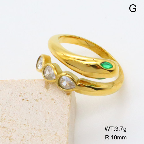 GER001394bhia-066  18K PVD Zircon,Handmade Polished  Stainless Steel Ring   BC25010023R-GN  nostock