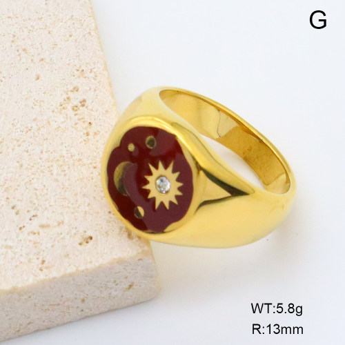 GER001396vhha-066  18K PVD Enamel & Czech Stones,Handmade Polished  6-8#  Stainless Steel Ring   BC24090148R-PE  nostock