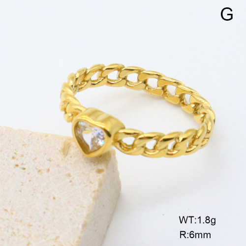GER001398vhha-066  18K PVD Zircon,Handmade Polished  6-8#  Stainless Steel Ring   BC25060138R-WT  nostock