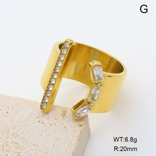 GER001399bhia-066  18K PVD Zircon & Czech Stones,Handmade Polished  Stainless Steel Ring   BC24110325R-WT  nostock