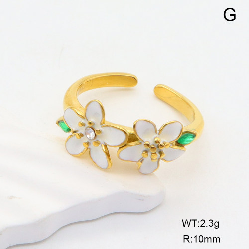 GER001402bhia-066  18K PVD Enamel & Zircon,Handmade Polished  Stainless Steel Ring   BC24110324R  nostock