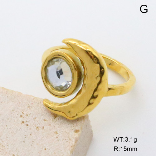 GER001403vhha-066  18K PVD Glass,Handmade Polished  Stainless Steel Ring   BC24120463R  nostock