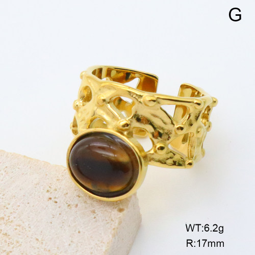 GER001405vhha-066  18K PVD Tiger Eye Stone,Handmade Polished  Stainless Steel Ring   BC25010015R-BN  nostock
