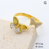 GER001408bhia-066  18K PVD Zircon & Czech Stones,Handmade Polished  Stainless Steel Ring   BC24110257R-YW  nostock
