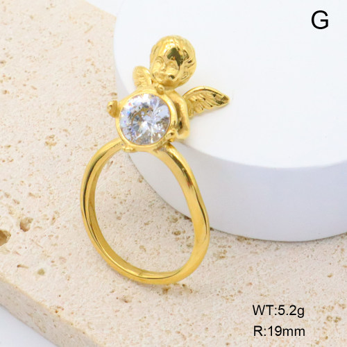GER001409vhha-066  18K PVD Zircon,Handmade Polished  6-8#  Stainless Steel Ring   BC25010033R-WT  nostock