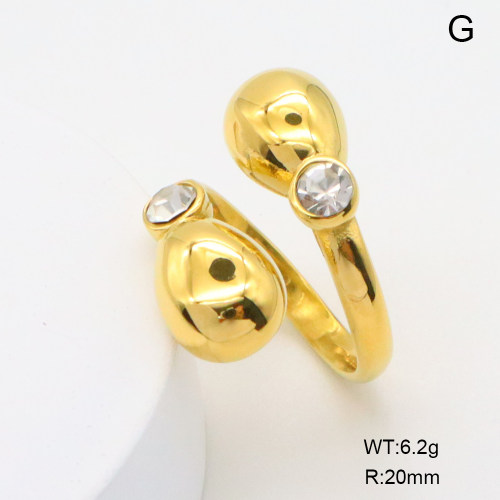 GER001410vhha-066  18K PVD Czech Stones,Handmade Polished  Stainless Steel Ring   BC24110327R  nostock