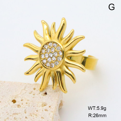 GER001411bhva-066  18K PVD Czech Stones,Handmade Polished  Stainless Steel Ring   BC24070081R  nostock