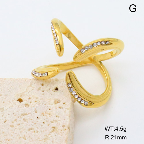 GER001412bhia-066  18K PVD Czech Stones,Handmade Polished  Stainless Steel Ring   BC24120513R-WT  nostock